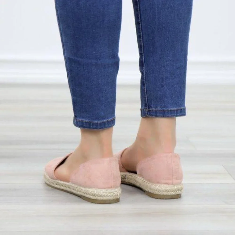 Rose Vegan Suede Flat Slip On Loafer Espadrille - Picture 4 of 12